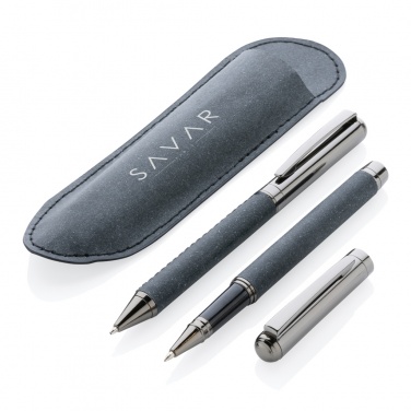 Logo trade advertising products picture of: Recycled leather pen set