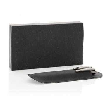 Logo trade promotional giveaways picture of: Recycled leather pen set