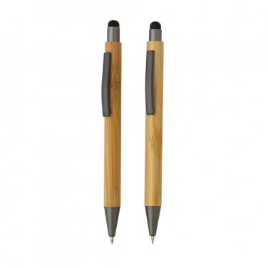 Logo trade promotional merchandise image of: Bamboo modern pen set in box