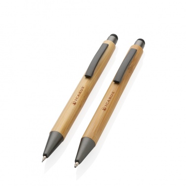 Logo trade corporate gifts picture of: Bamboo modern pen set in box