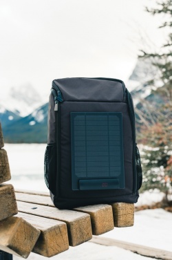 Logo trade business gifts image of: Pedro AWARE™ RPET deluxe backpack with 5W solar panel