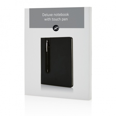 Logo trade promotional items image of: Standard hardcover PU A5 notebook with stylus pen