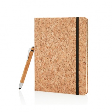 Logotrade promotional gift image of: A5 notebook with bamboo pen including stylus