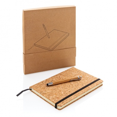 Logo trade promotional merchandise photo of: A5 notebook with bamboo pen including stylus