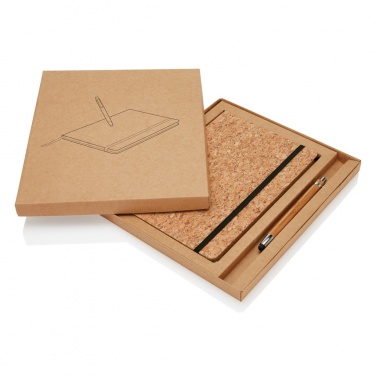 Logo trade business gifts image of: A5 notebook with bamboo pen including stylus
