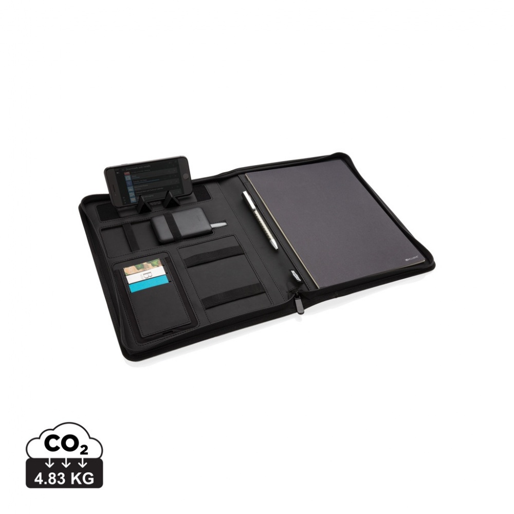 Logo trade corporate gifts picture of: Air 5W wireless charging portfolio A4 w/ 5000 mAh powerbank