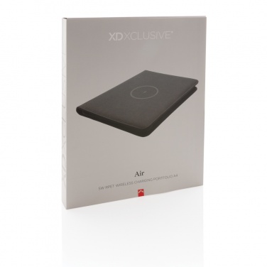 Logo trade promotional merchandise photo of: Air 5W wireless charging portfolio A4 w/ 5000 mAh powerbank
