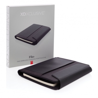 Logo trade corporate gifts picture of: Fiko wireless charging A5 portfolio with powerbank