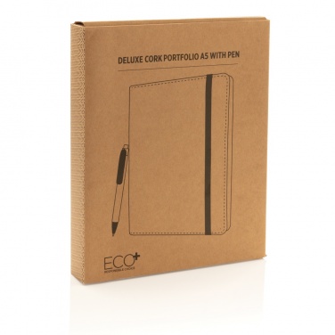 Logo trade promotional items image of: Deluxe cork portfolio A5 with pen