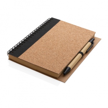 Logo trade promotional giveaways image of: Cork spiral notebook with pen