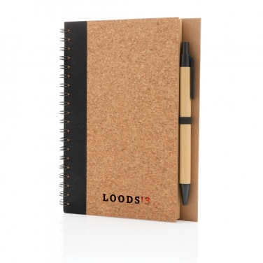 Logo trade promotional items image of: Cork spiral notebook with pen