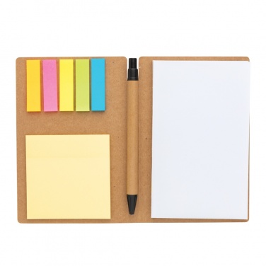Logo trade promotional items picture of: Kraft sticky notes A6 booklet with pen