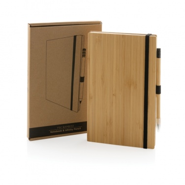Logo trade advertising products picture of: Bamboo notebook and infinity pencil set