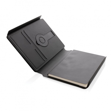 Logo trade promotional merchandise picture of: Swiss Peak RCS rePU notebook with 2-in-1 wireless charger