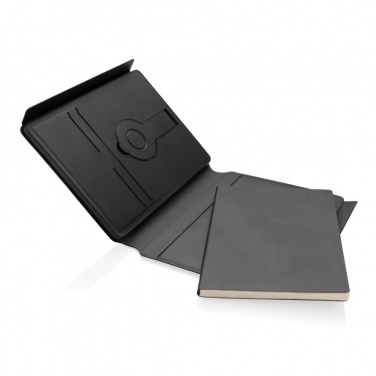 Logotrade promotional item image of: Swiss Peak RCS rePU notebook with 2-in-1 wireless charger