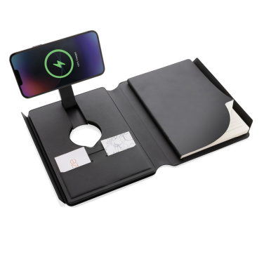 Logo trade corporate gift photo of: Swiss Peak RCS rePU notebook with 2-in-1 wireless charger