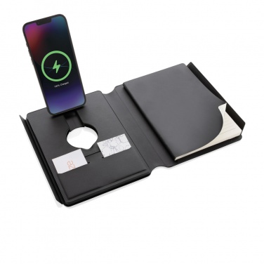 Logo trade promotional giveaways picture of: Swiss Peak RCS rePU notebook with 2-in-1 wireless charger