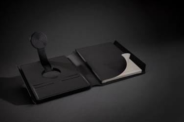 Logotrade promotional product image of: Swiss Peak RCS rePU notebook with 2-in-1 wireless charger