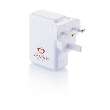 Logo trade business gifts image of: Travel plug with 4 USB ports