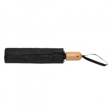 Logo trade promotional gifts image of: 21" Impact AWARE™ RPET 190T bamboo auto open/close umbrella