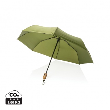 Logo trade promotional item photo of: 21" Impact AWARE™ RPET 190T bamboo auto open/close umbrella