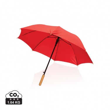 Logo trade promotional gifts picture of: 23" Impact AWARE™ RPET 190T auto open bamboo umbrella
