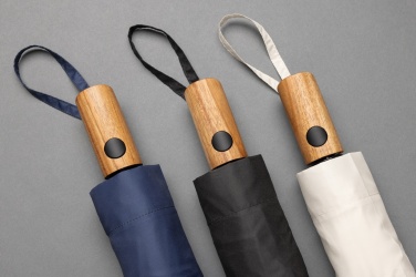 Logotrade promotional item picture of: Kaycey 21" AWARE™ RPET Acacia wood mini auto open umbrella