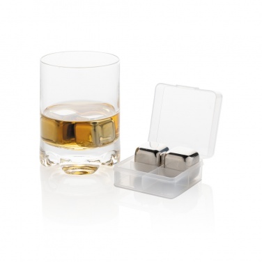 Logo trade corporate gifts image of: Re-usable stainless steel ice cubes 4pc