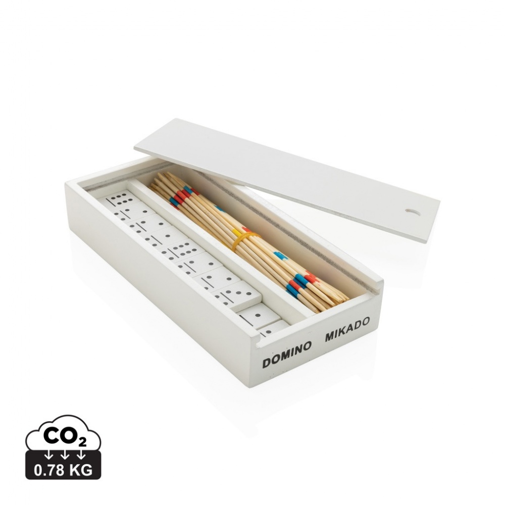 Logo trade promotional gifts picture of: Deluxe mikado/domino in wooden box