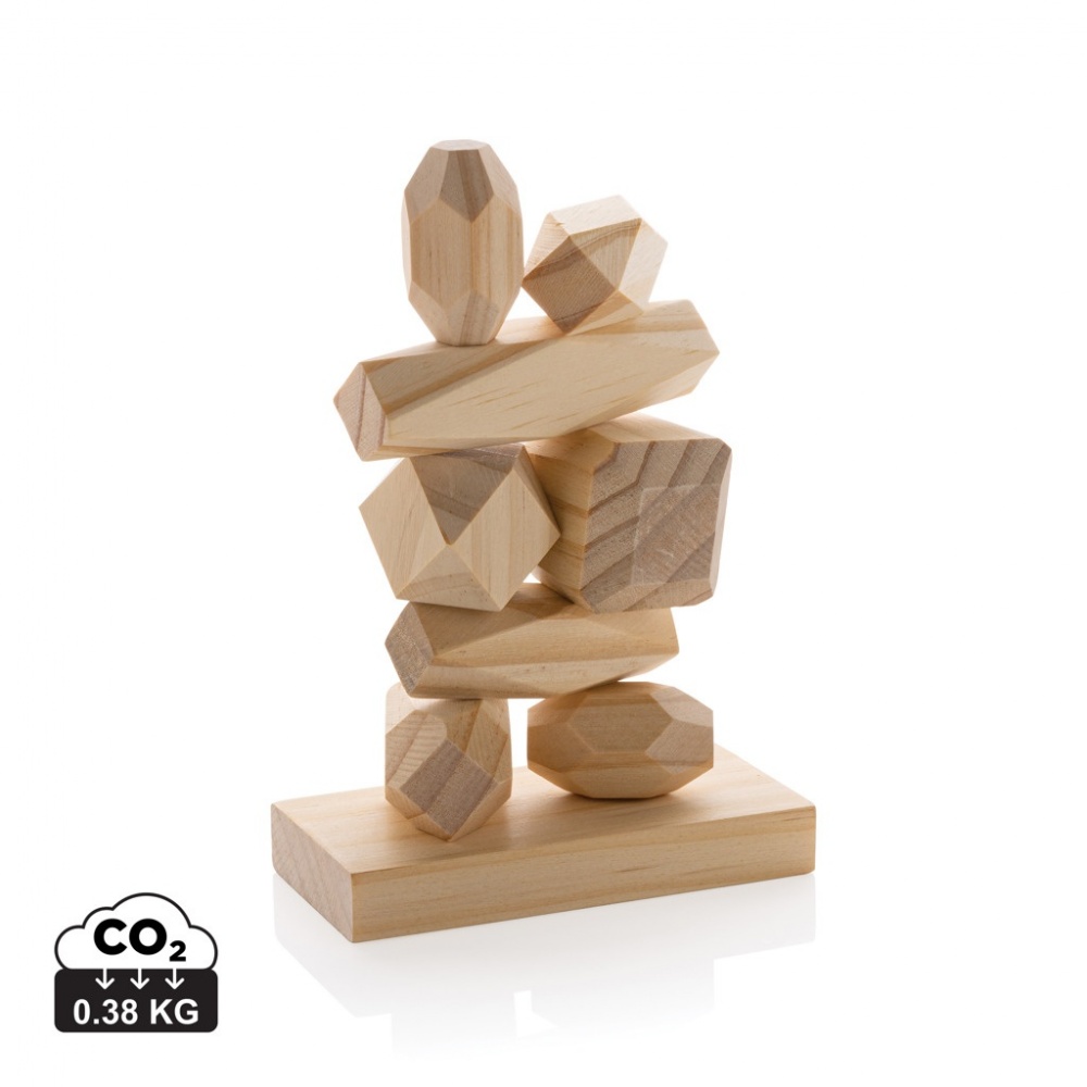 Logo trade promotional product photo of: Ukiyo Crios wooden balancing rocks in pouch