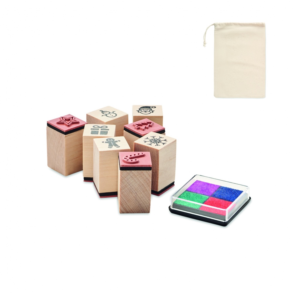 Logotrade promotional gift image of: 8 wooden Christmas stamps set