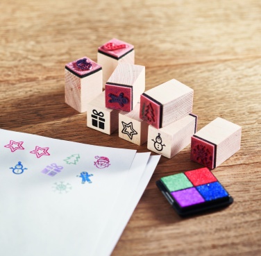 Logotrade promotional giveaways photo of: 8 wooden Christmas stamps set
