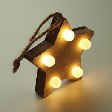 Logo trade promotional merchandise picture of: Wooden weed star with lights