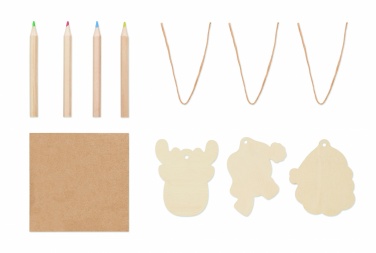 Logotrade promotional item image of: Drawing wooden ornaments set