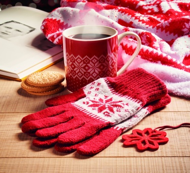 Logo trade promotional giveaways image of: Winter gift mug and gloves set
