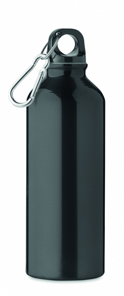 Logo trade corporate gift photo of: 500 ml single-walled water bottle made of recycled aluminum with a carabiner