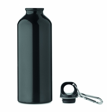 Logo trade promotional items image of: 500 ml single-walled water bottle made of recycled aluminum with a carabiner