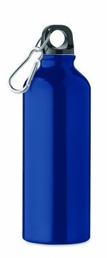 Logotrade promotional giveaway image of: 500 ml single-walled water bottle made of recycled aluminum with a carabiner