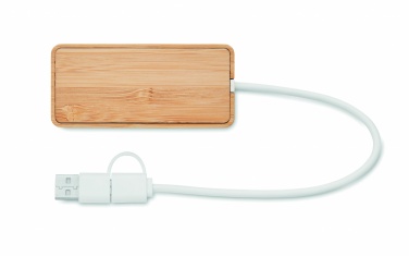 Logotrade promotional product picture of: Bamboo USB 3 ports hub