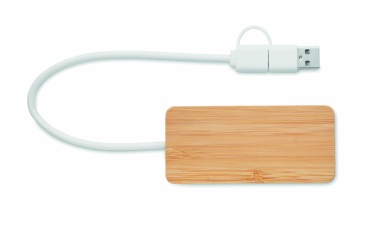Logo trade promotional gifts image of: Bamboo USB 3 ports hub