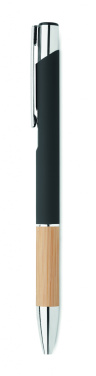 Logo trade promotional items image of: Ballpoint pen made of aluminum with a bamboo grip