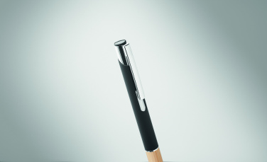 Logo trade advertising products picture of: Ballpoint pen made of aluminum with a bamboo grip