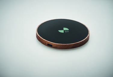 Logo trade promotional gifts image of: Wireless charger in acacia 15W