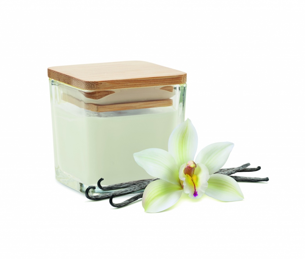 Logo trade promotional item photo of: Squared fragranced candle 50gr