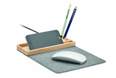 Logo trade promotional merchandise picture of: Wireless charger in bamboo 15W
