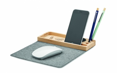 Logo trade promotional gifts picture of: Wireless charger in bamboo 15W