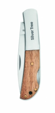 Logo trade promotional gift photo of: Foldable knife in acacia wood