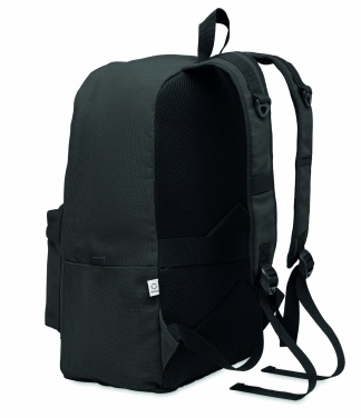 Logo trade advertising product photo of: A 15-inch laptop backpack made of recycled pre-consumer cotton with customizable printing