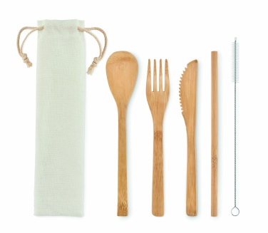 Logo trade corporate gifts image of: Bamboo cutlery with straw