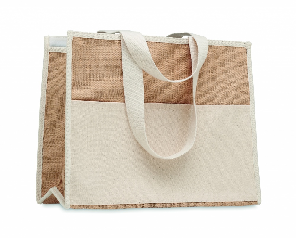 Logo trade promotional giveaway photo of: Jute and canvas cooler bag